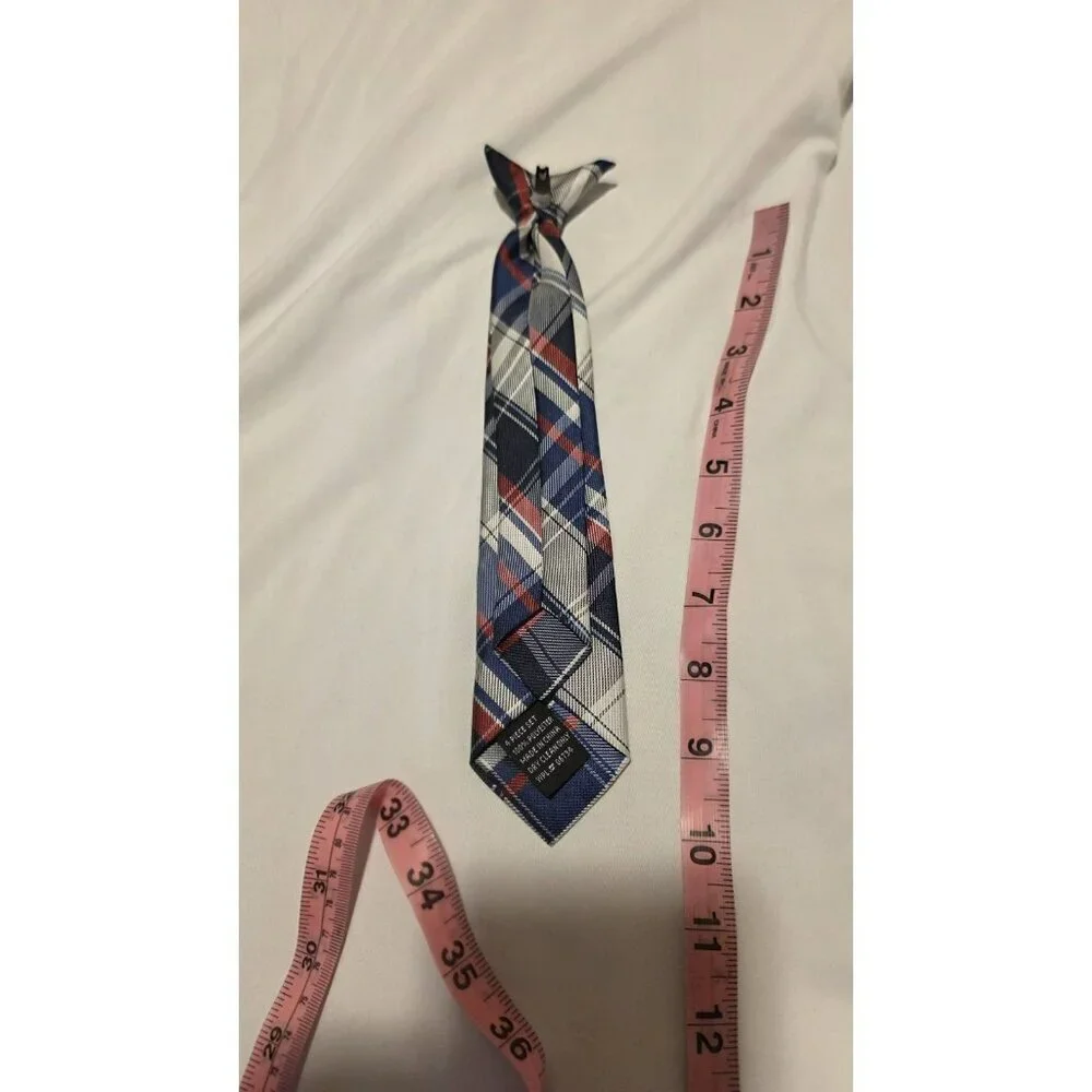 Clip On Tie Kids Boys plaid Neck Tie Preppy Formal Wedding Party Academia Event